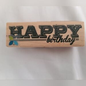 Charming Wooden 'Happy Birthday' Stamp